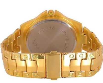 Golden Stone Studded Diamond Wrist Watch For Boys & Men